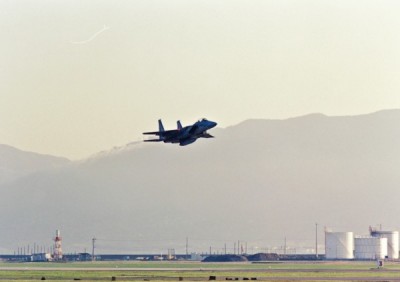 岩国を離陸する新田原のF15